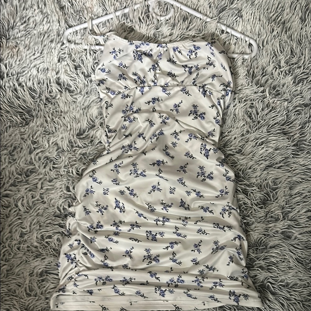 SHEIN White Ruched Strapless Bodycon Dress